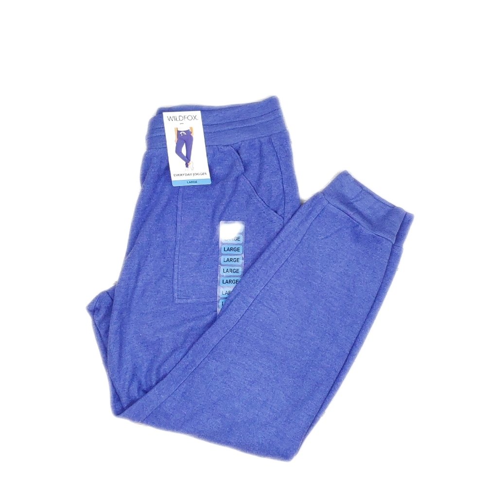 NWT Wildfox $98 Wmn L Super Soft Periwinkle Jogger - Picture 4 of 9